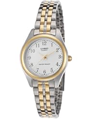 Casio Womens Core LTP1129G-7B Two-Tone Stainless-Steel Quartz Watch with White Dial