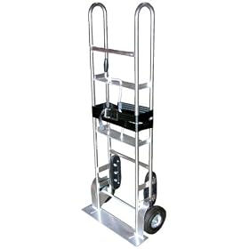 Vestil APPL-500-A Aluminum Turn Handle Appliance Cart, 8" x 2-1/2" Wheel, 350 lbs Capacity, 24-1/2" Width x 60" Height x 13" Depth