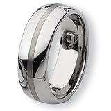 Brushed and Polished Tungsten Carbide Ring (8.0 mm) - Sizes 7-13