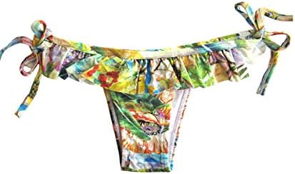 Arpabikineria Women's Brazilian Bikini Frill Bottom Hawaii X-Small Green