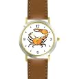 Fiddler Crab Animal - WATCHBUDDY� DELUXE TWO-TONE THEME WATCH - Arabic Numbers - Brown Leather Strap-Size-Large ( Men's Size or Jumbo Women's Size )