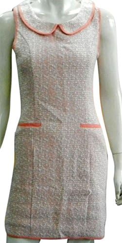 Leann Maxima Women's Woven and Cotton Mix Big Round Neck Dress 11370009 PNK M - C 32", W 29", B 34", L 34"