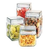STORAGE ESSENTIALS SQUARE CANNISTERS - STORAGE ESSENTIALS COLLECTION SET OF FOUR SQUARE CANNISTERS