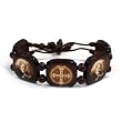 Brown Wood Saint Benedict Bracelet with 1" Square Beads - 10mmRound Wood Beads - Adjustable Nylon String for Easy Fit - Made in Italy