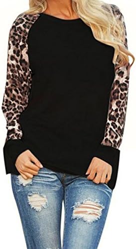 Eyer Raglan Sleeve Contrast Color Spliced Round Neck Tee Tops Blouse (Large, Black)