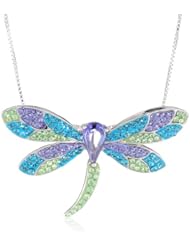Carnevale Sterling Silver Dragonfly with Swarovski Elements Pendant Necklace, 18"