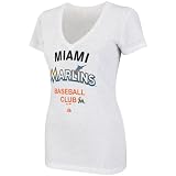 MLB Miami Marlins City Pretty Short Sleeve Deep V-Neck Confetti Flecked Tee Women's