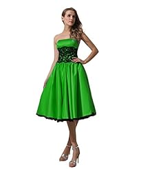 A-line Applique Lace-Up Knee Length Short Polyester/Satin Bridesmaid Dress/Prom Dress 
