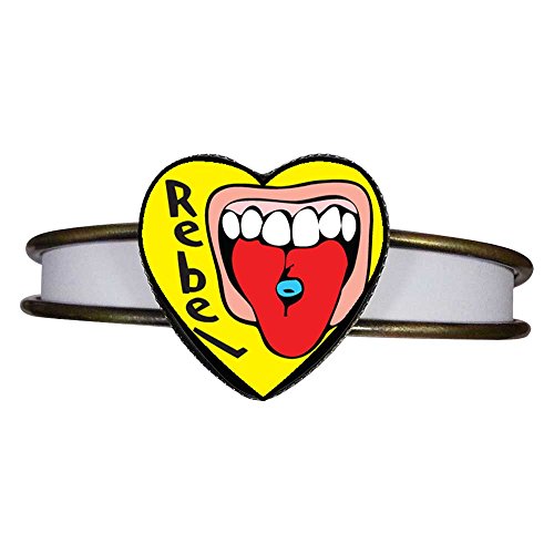 Chicforest Bronze Retro Style Tongue Piercing Heart Cuff Bracelet