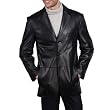 BGSD Men's Three-Button Lambskin Leather Blazer in Black or Cognac