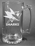 NHL San Jose Sharks Laser Etched 27oz Glass Beer Mug