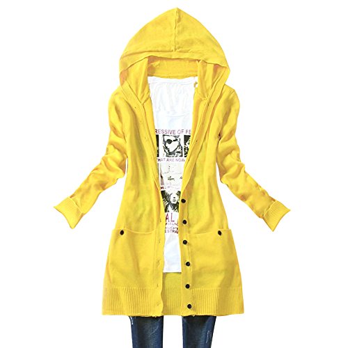 Weixinbuy Women Long Sleeves Cardigan Knitted Hooded Coat