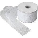 2" wide x 25 yards White Floral Pattern Lace Ribbon for Decorating, Floral Designing and Crafts