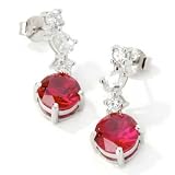 Sterling Silver / Platinum Created Ruby or Sapphire & Brilliante Earrings