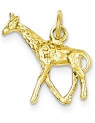 14K Yellow Gold 3D Giraffe Charm African Animal Jewelry