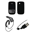 BlackBerry Bold 9650 - Premium Jet Black Soft Silicone Gel Skin Cover Case + Rapid Car Charger + USB Data Sync Charge Cable for RIM BlackBerry Bold 9650