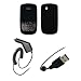 BlackBerry Bold 9650 - Premium Jet Black Soft Silicone Gel Skin Cover Case + Rapid Car Charger + USB Data Sync Charge Cable for RIM BlackBerry Bold 9650