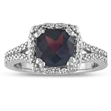 2ct Garnet and Diamond Ring set inSterling Silver, Available Ring Sizes 4 - 9