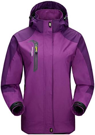 Cloudy Women Sportswear Hooded Softshell Outdoor Raincoat Waterproof Jacket(Purple,US L/Asian3XL)