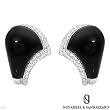 NOVARESE AND SANNAZZARO! Made in Italy Vibrant Earrings Super Clean G/VS Diamonds and Onyx Made with 18K Gold