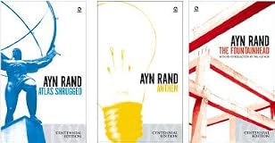 3 Book Set By Ayn Rand; Atlas Shrugged; Anthem; the Fountainhead