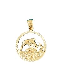 Dazzlers Solid 14 karats gold Dolphins Charm Pendant Available in three colors from jewelsberry (weights: 3.8 grams only)