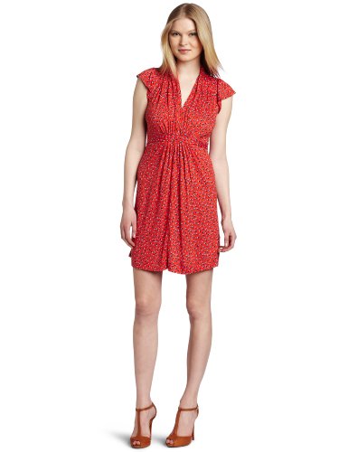 French Connection Women's Calypso Jersey Short Sleeve Dress, Red, 6