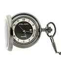 Colibri Pocket Watch Gunmetal Case with Mother of Pearl Inlaid Cover PWQ095500J
