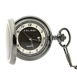 Colibri Pocket Watch Gunmetal Case with Mother of Pearl Inlaid Cover PWQ095500J