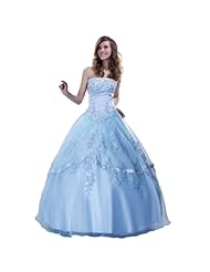A-line Strapless Full Length  Sleeveless Sequined Applique Lace-Up Beaded Organza/Polyester/Satin  Ball Gown Prom Dress/Quinceanera Dress 