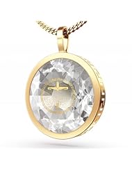 Gold Plated Crucifix Necklace with Matthew 27 Imprinted in 24kt Gold on CZ