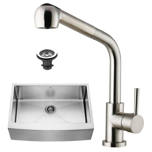 Vigo Industries VG14028 Farmhouse Faucet and Kitchen Sink, Steel