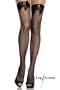 Leg Avenue Fishnet Thigh Hi W/ Rhine Stone Skull Bow Top 9087