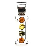 Certified Genuine Multicolor Amber and Sterling Silver Letter 'I' Pendant