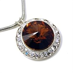 Beautiful Topaz Round Swarovski Crystal Charm Necklace
