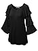 ACEVOG Women Scoop Neck Bell Sleeve Solid Unbalance Hem Loose Fit Tunic Top