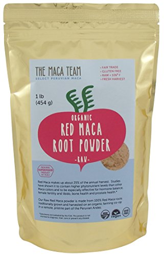 Certified Organic Raw Red Maca Root Powder - Highest Nutrients of All Maca, Fresh Harvest From Peru, Certified Organic, Fair Trade, Gmo-free, Gluten Free Vegan and Raw, 50 Servings, 1 Lb. Pouch