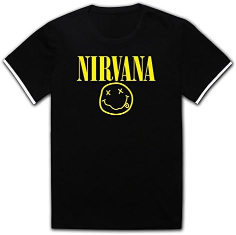 Jgdlkn Mens Designed Nirvana Smiley Face Logo Tshirt Black