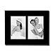 Adeco 2 Openings Decorative Black Wood Wall hanging or Desktop Table Top display Couple Picture Photo Frame - Made to Display Two 4x6 Photos