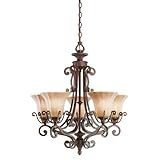 IMAGE OF Kichler Lighting 1859CZ Cottage Grove - Five Light Chandelier, Carre Bronze Finish