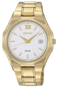 Men's White Dial Gold Tone Ion Plated Stainless Steel
