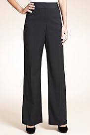Flat Front Pinstripe Wide Leg Trousers