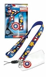Captain America Lanyard with Dangle Keychain
