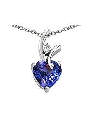 Original Star K (tm) Heart Shaped 8mm Simulated Tanzanite Pendant