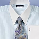 Trim Fit Textured Stripe White Collar Dress Shirt