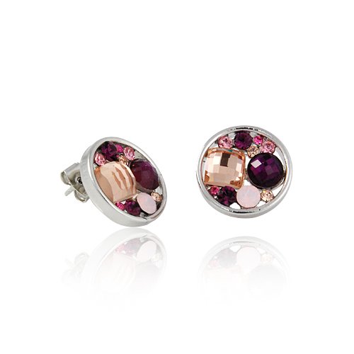 Small Round Silver Purple Stone Earrings Fashion Jewelry