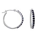14k White Gold Sapphire and Diamond Inside-Out Hoop Earrings