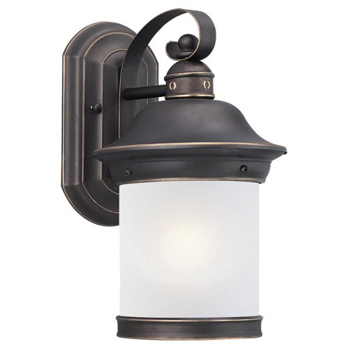 Sea Gull Lighting 89181BL-71 Single-Light Hermitage Fluorescent Wall Lantern with Frosted Glass and Banding, Antique Bronze