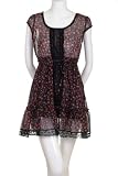 Annabelle Small Floral Print Black Lace Trim Detail Tie Waist Short Cap Sleeve Lined Skirt Dress Black