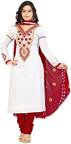 Lookslady Designer Women's dress White Color Not Stitched Salwar Kameez Suit Set